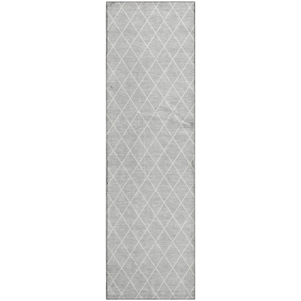 Luxury Washable Indoor/Outdoor The Reserve Silver 2'3" x 7'6" Runner Rug. Picture 1