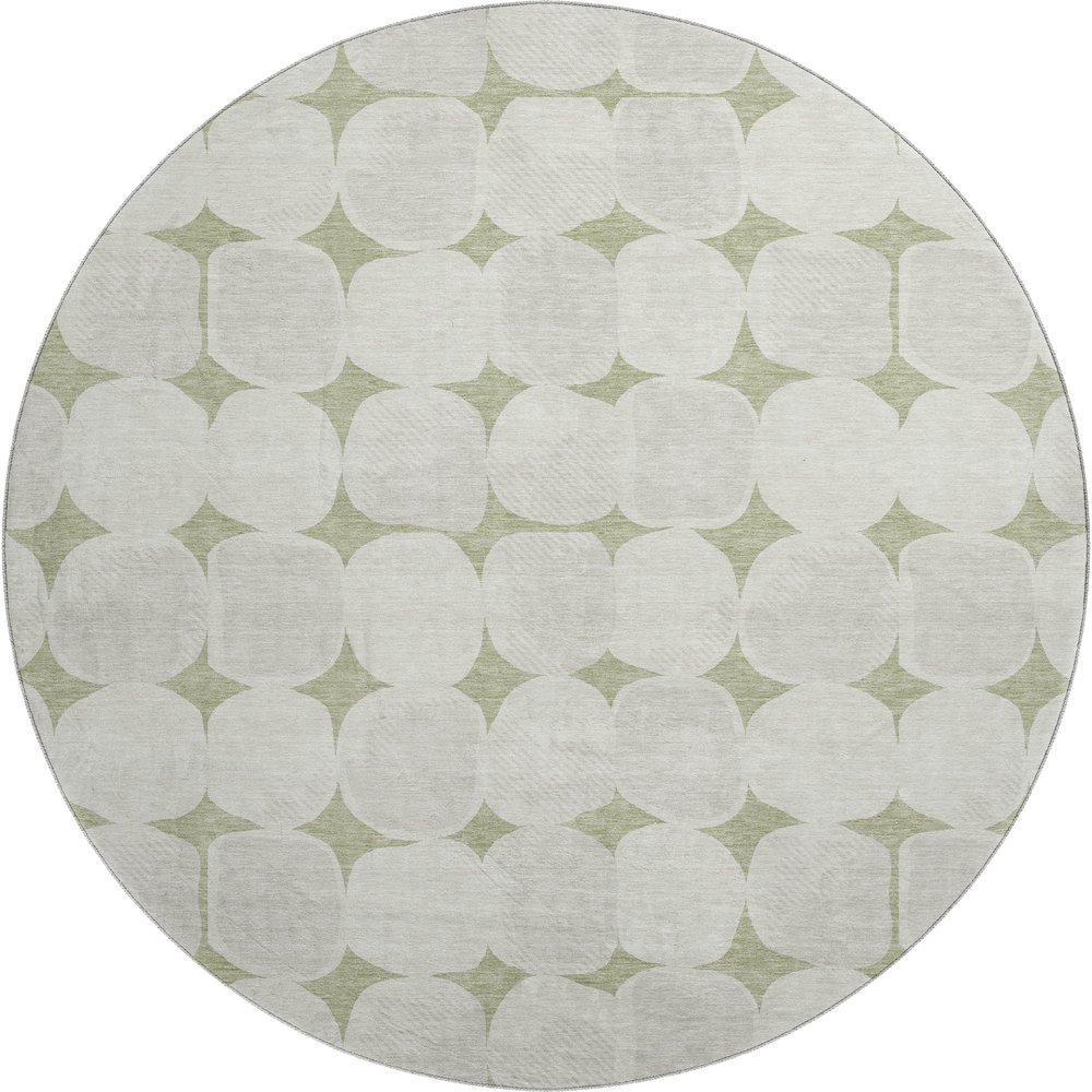 Luxury Washable Indoor/Outdoor The Reserve Aloe 8' x 8' Round Rug. Picture 1