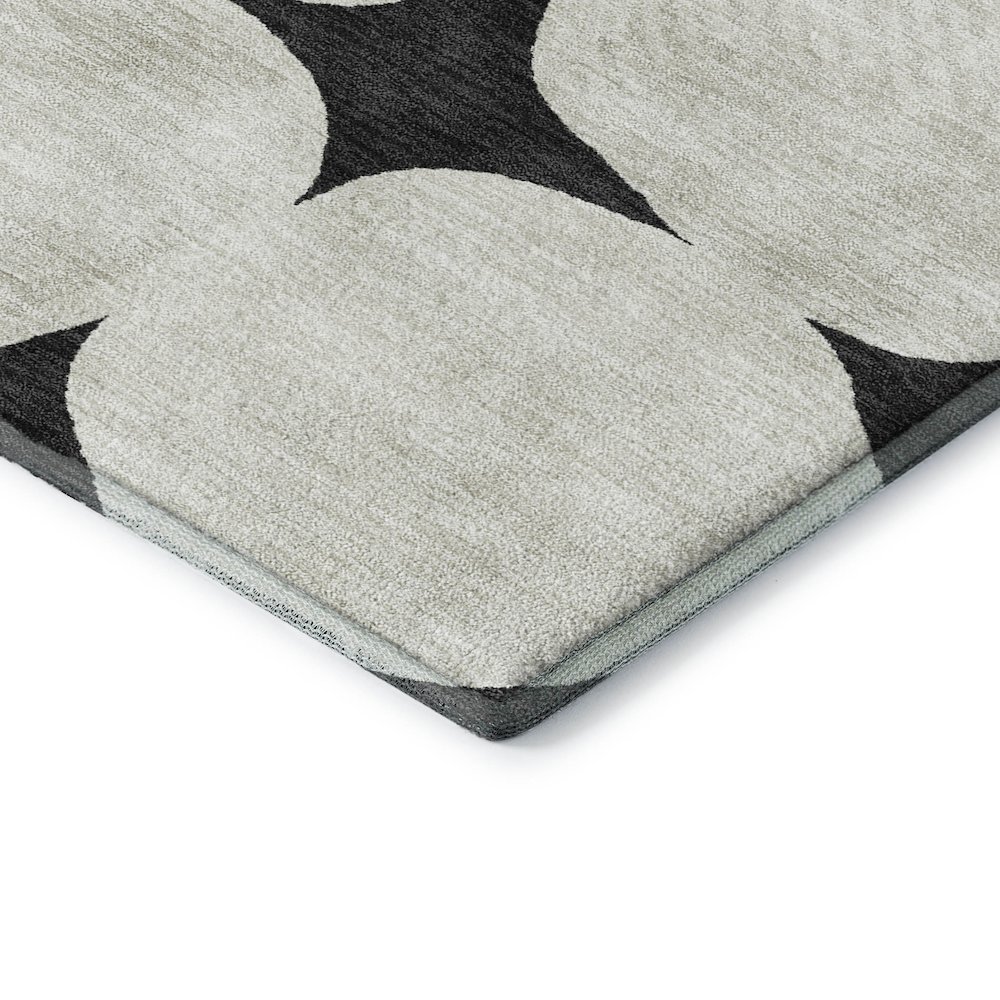 Luxury Washable Indoor/Outdoor The Reserve Black 1'8" x 2'6" Rug. Picture 2