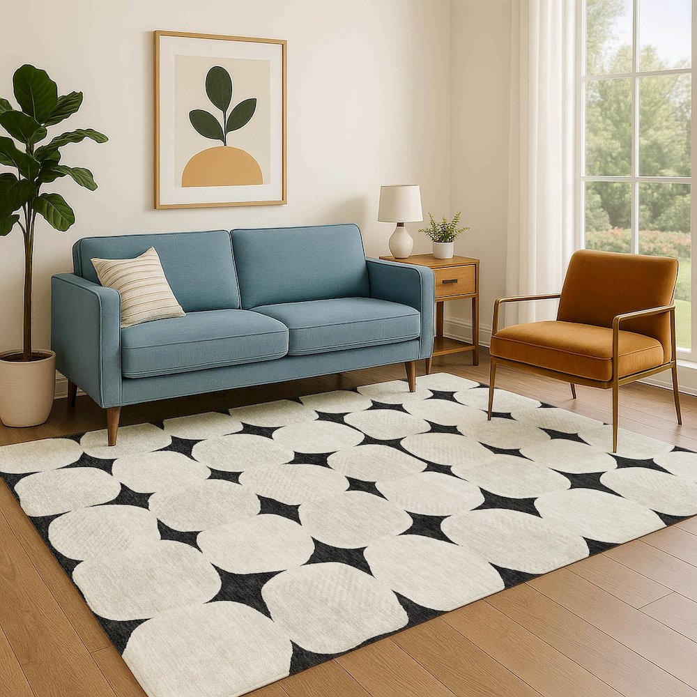 Luxury Washable Indoor/Outdoor The Reserve Black 2'6" x 3'10" Rug. Picture 6