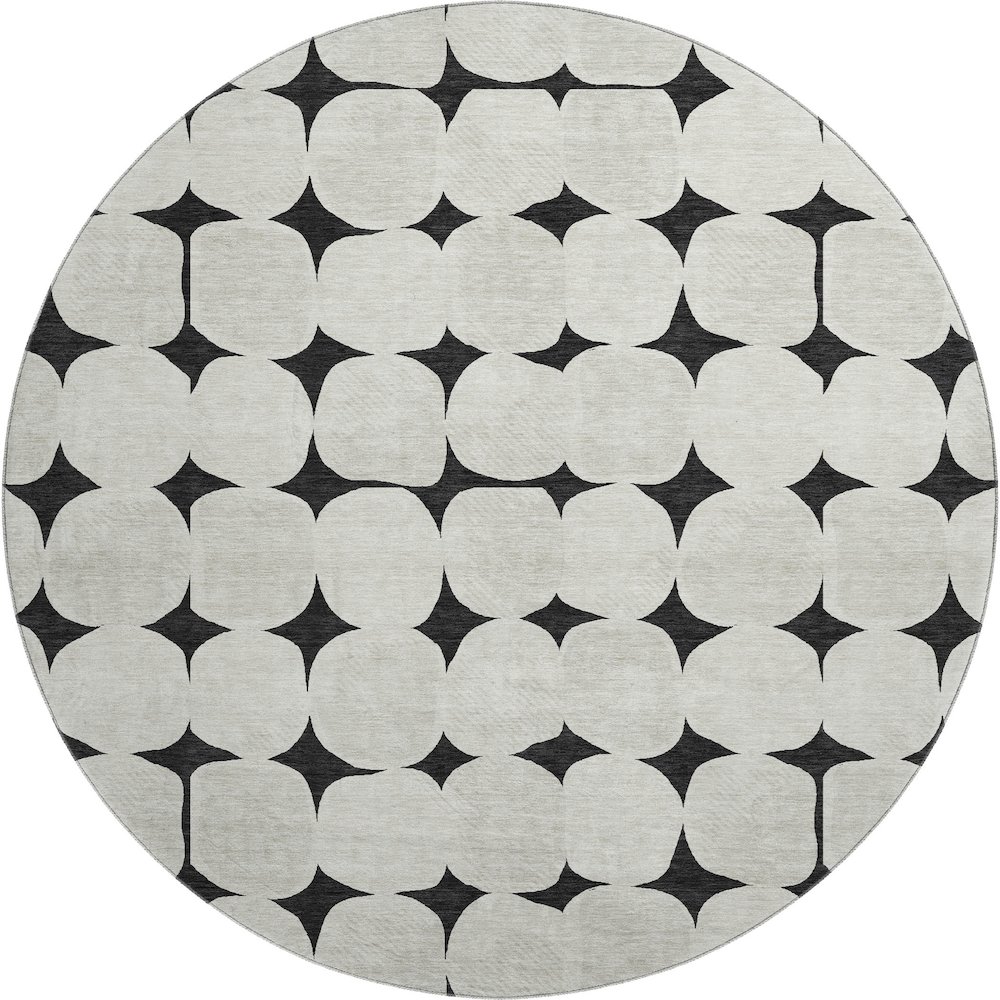 Luxury Washable Indoor/Outdoor The Reserve Black 8' x 8' Round Rug. Picture 1