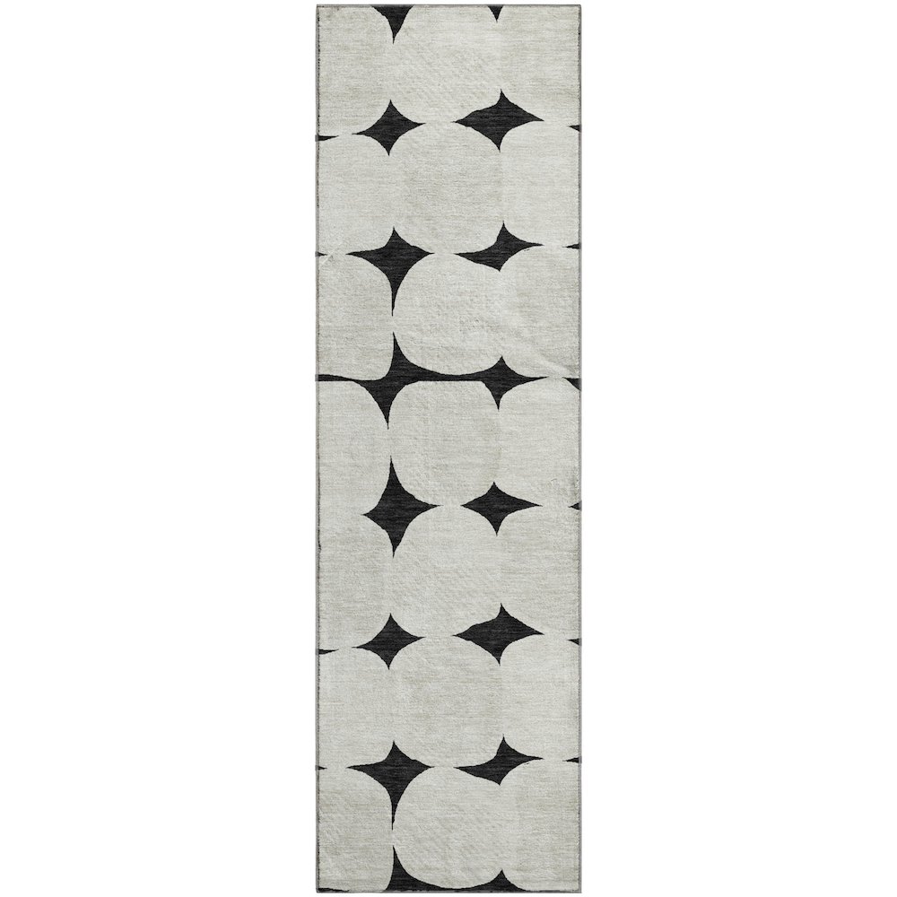 Luxury Washable Indoor/Outdoor The Reserve Black 2'3" x 7'6" Runner Rug. Picture 1
