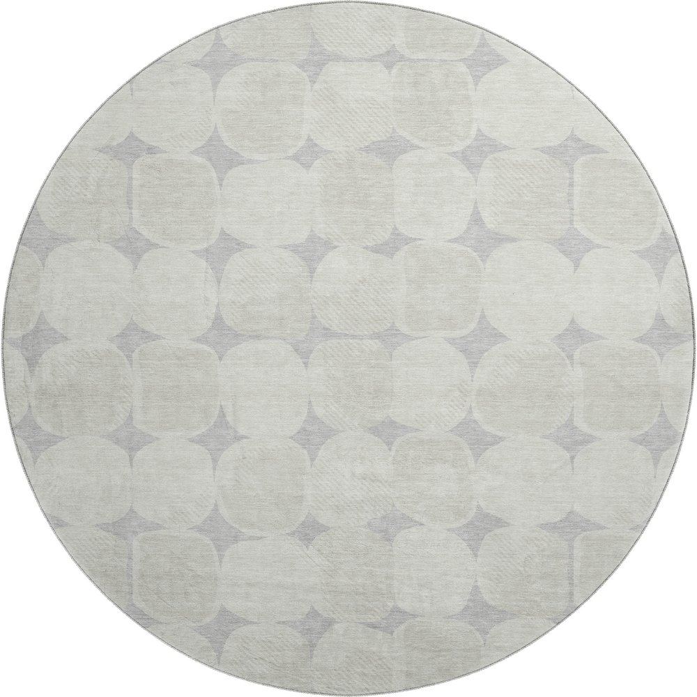 Luxury Washable Indoor/Outdoor The Reserve Gray 8' x 8' Round Rug. Picture 1
