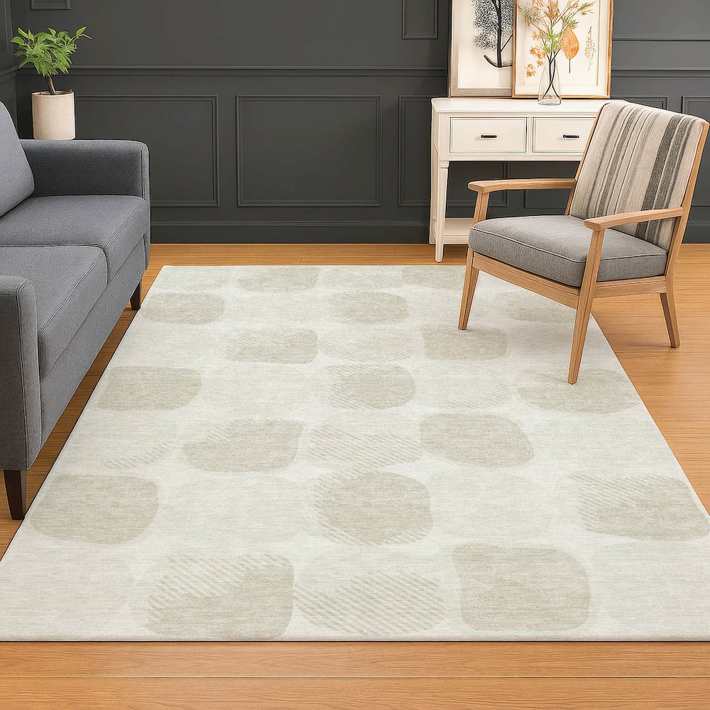 Luxury Washable Indoor/Outdoor The Reserve Ivory 2'6" x 3'10" Rug. Picture 5