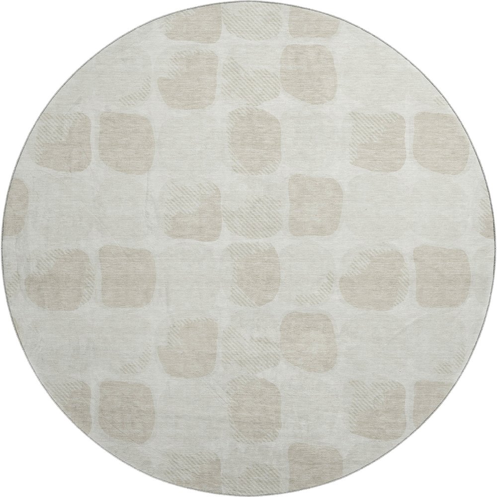 Luxury Washable Indoor/Outdoor The Reserve Ivory 8' x 8' Round Rug. Picture 1