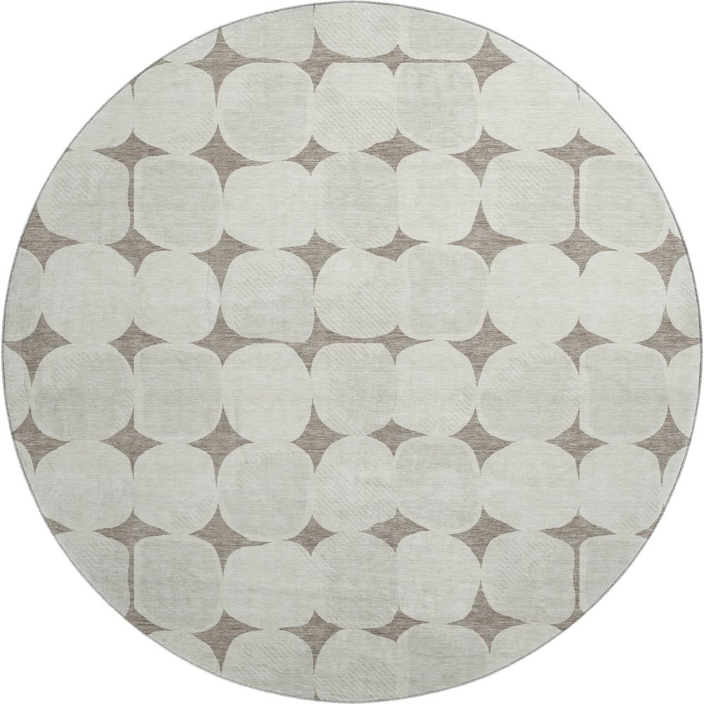 Luxury Washable Indoor/Outdoor The Reserve Taupe 8' x 8' Round Rug. Picture 1