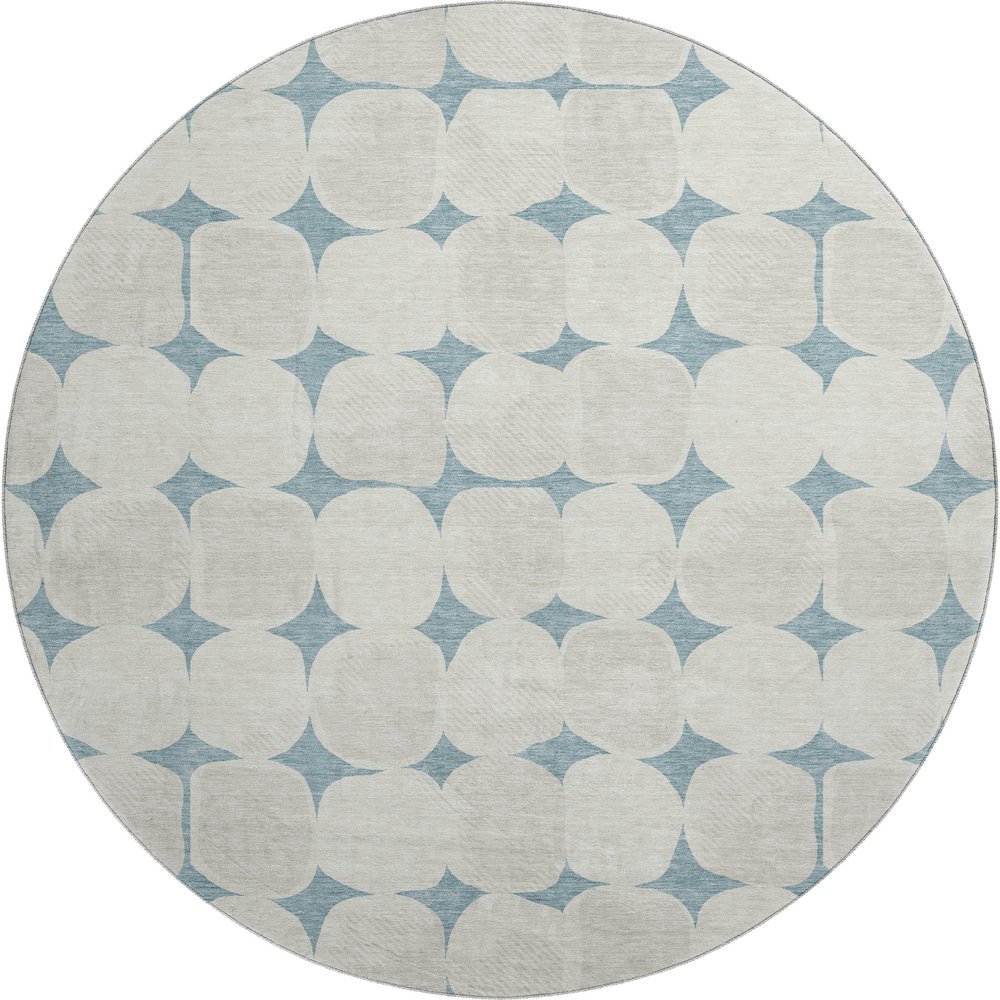Luxury Washable Indoor/Outdoor The Reserve Teal 8' x 8' Round Rug. Picture 1