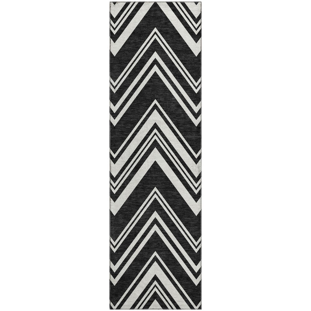 Luxury Washable Indoor/Outdoor The Reserve Black 2'3" x 7'6" Runner Rug. Picture 1