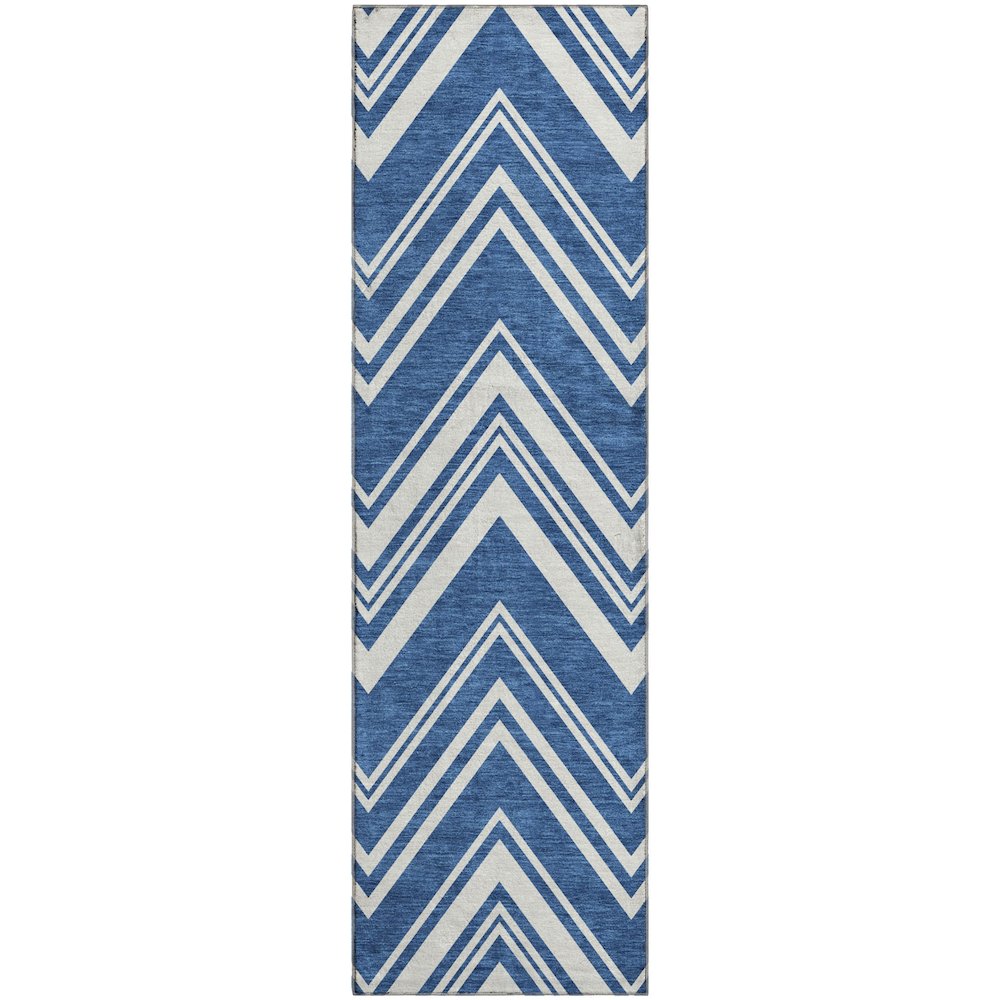 Luxury Washable Indoor/Outdoor The Reserve Blue 2'3" x 7'6" Runner Rug. Picture 1