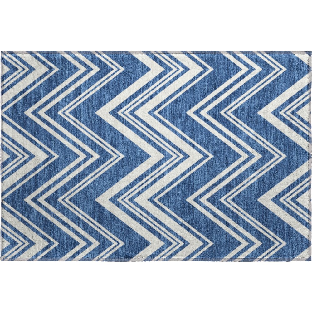 Luxury Washable Indoor/Outdoor The Reserve Blue 1'8" x 2'6" Rug. Picture 1