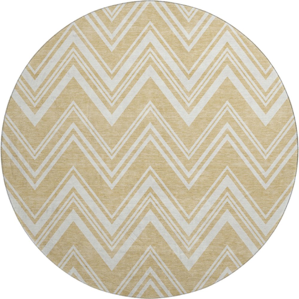 Luxury Washable Indoor/Outdoor The Reserve Honey 8' x 8' Round Rug. Picture 1