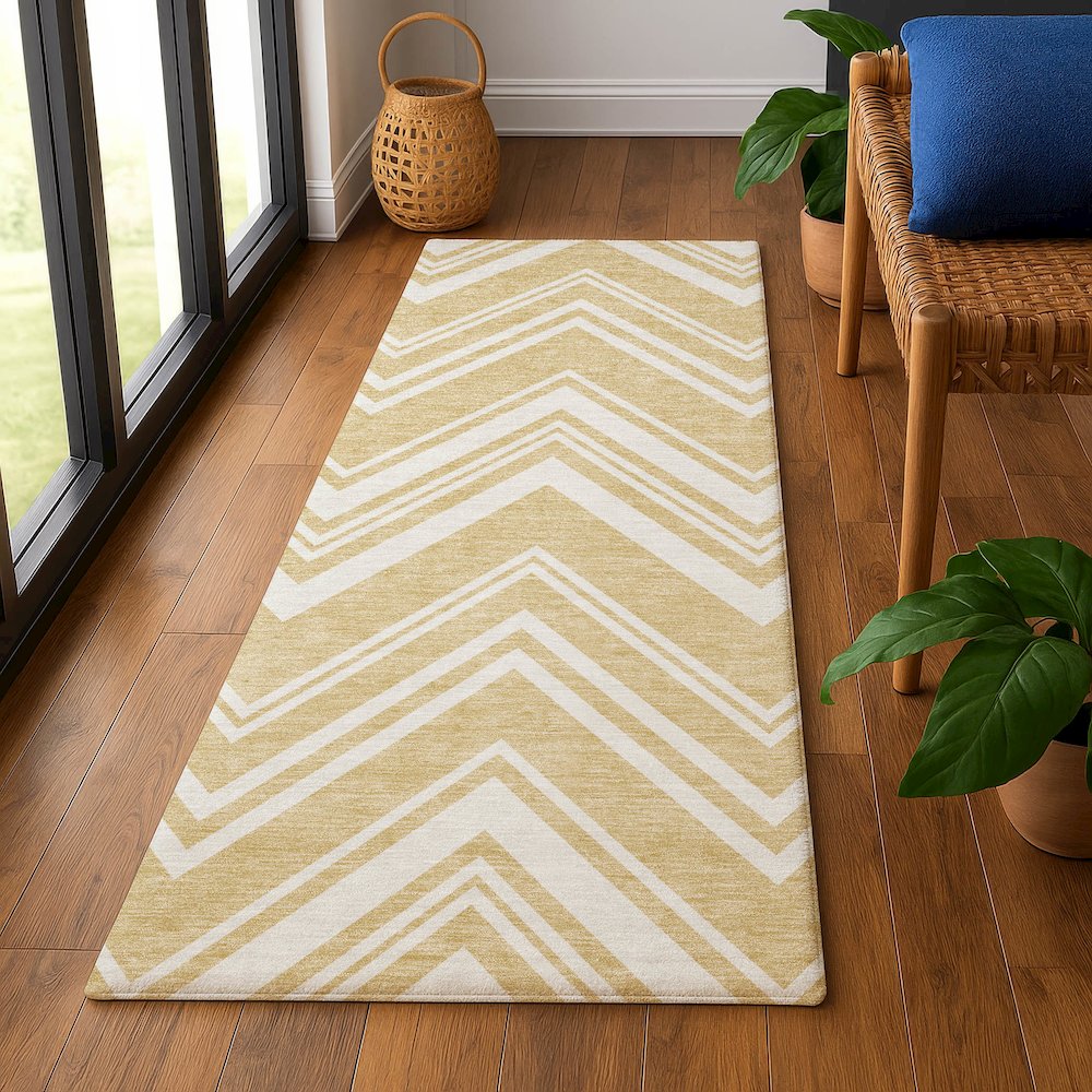 Luxury Washable Indoor/Outdoor The Reserve Honey 2'3" x 7'6" Runner Rug. Picture 5