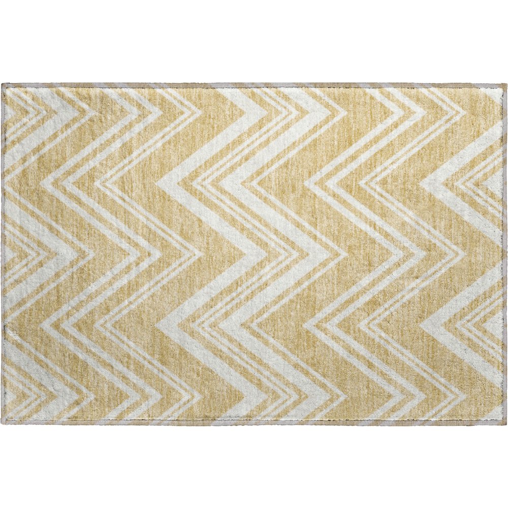Luxury Washable Indoor/Outdoor The Reserve Honey 1'8" x 2'6" Rug. Picture 1