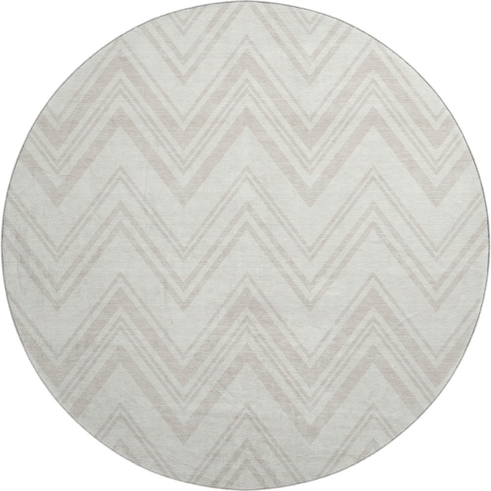 Luxury Washable Indoor/Outdoor The Reserve Ivory 8' x 8' Round Rug. Picture 1