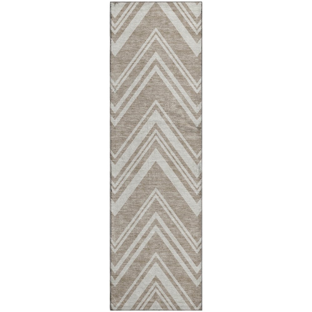 Luxury Washable Indoor/Outdoor The Reserve Khaki 2'3" x 7'6" Runner Rug. Picture 1