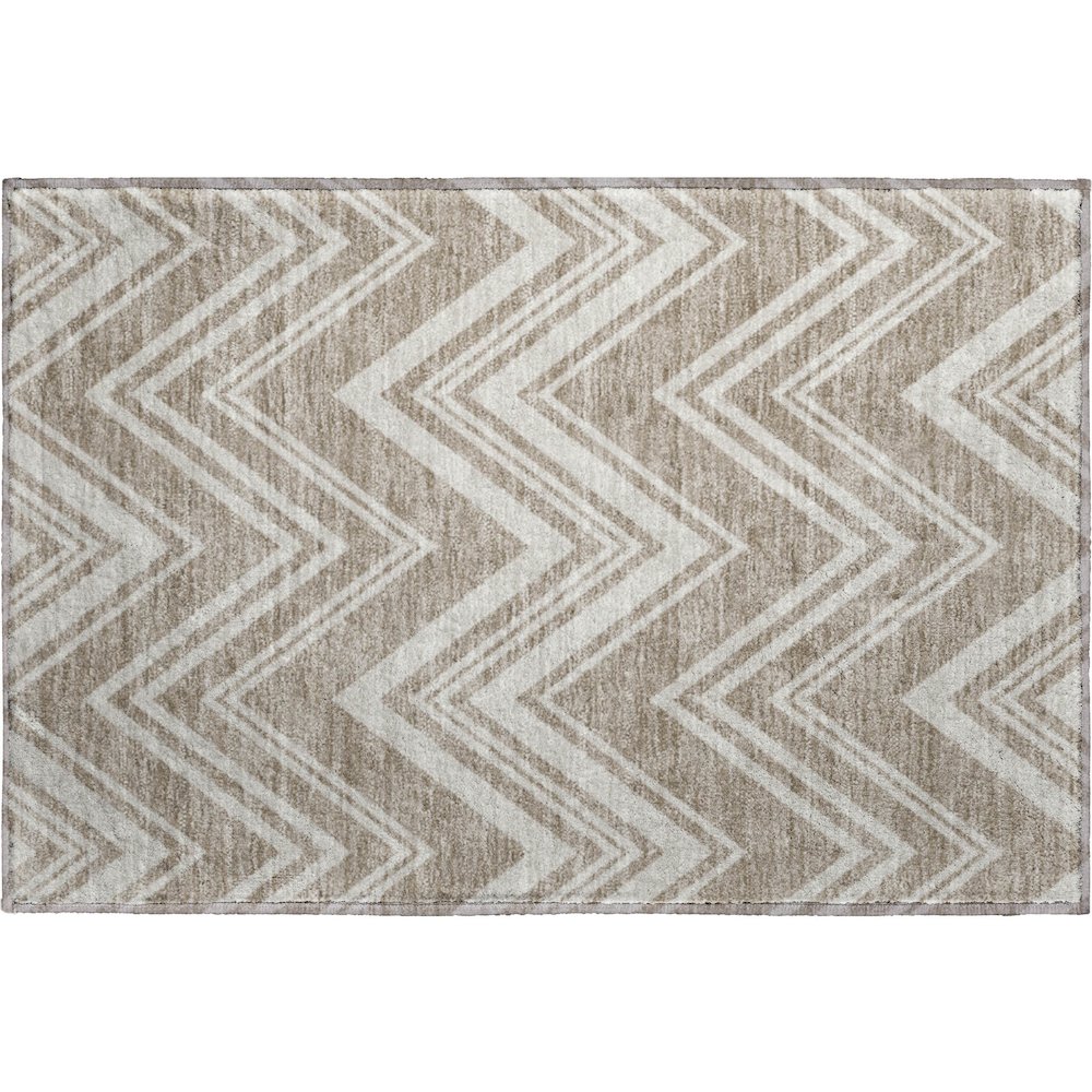 Luxury Washable Indoor/Outdoor The Reserve Khaki 1'8" x 2'6" Rug. Picture 1