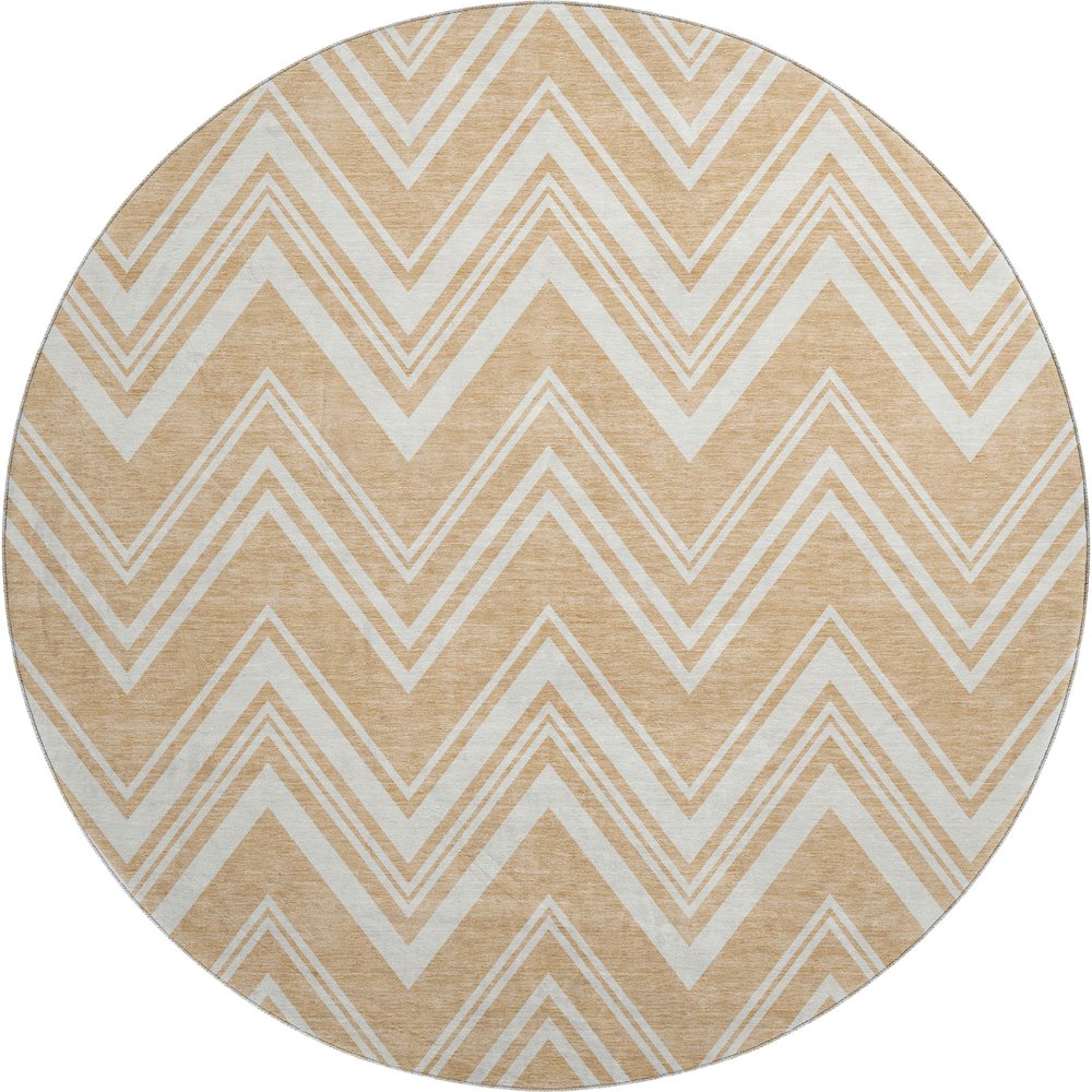 Luxury Washable Indoor/Outdoor The Reserve Peach 8' x 8' Round Rug. Picture 1