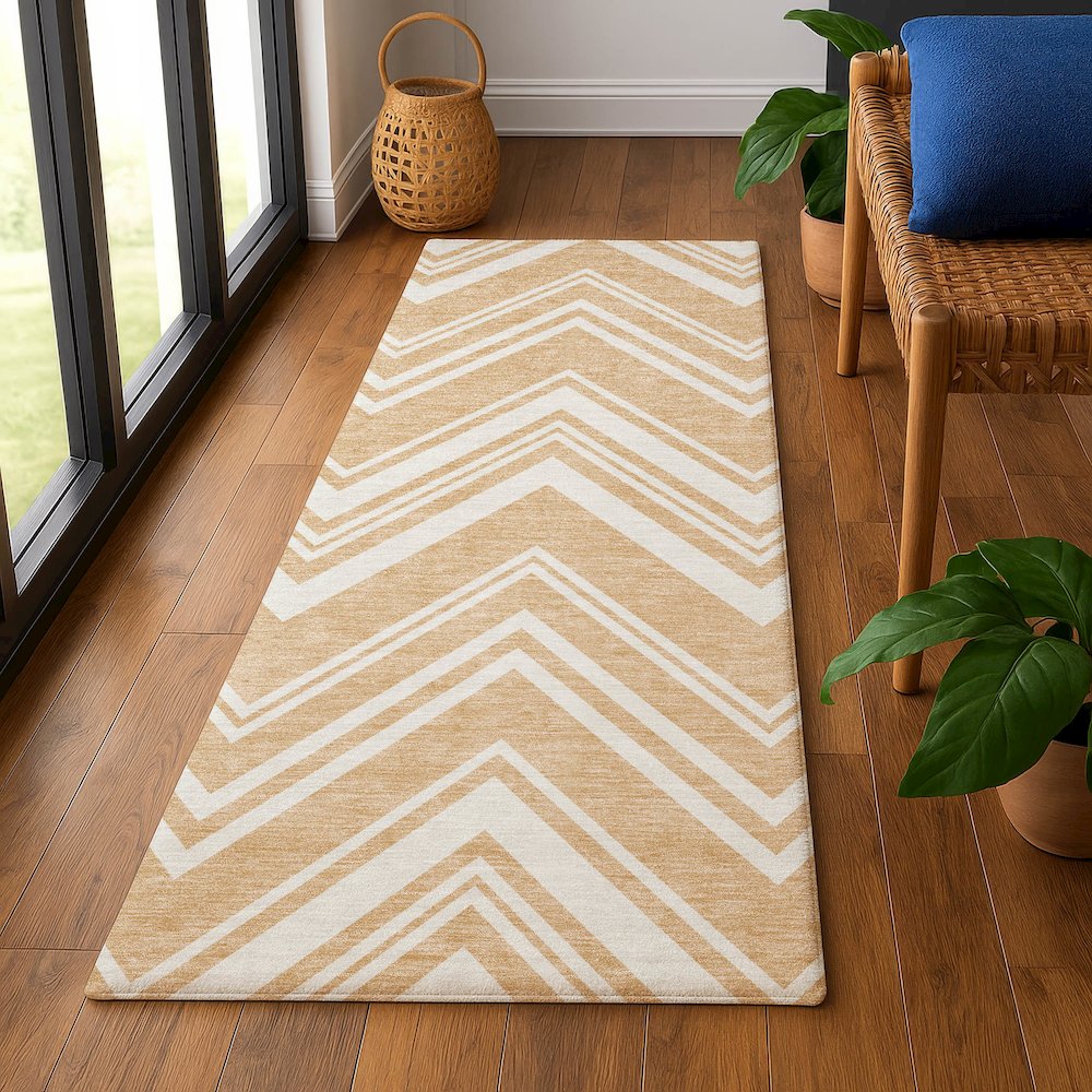 Luxury Washable Indoor/Outdoor The Reserve Peach 2'3" x 7'6" Runner Rug. Picture 5
