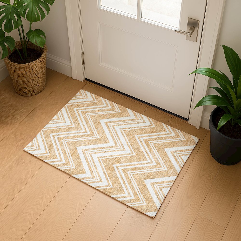 Luxury Washable Indoor/Outdoor The Reserve Peach 1'8" x 2'6" Rug. Picture 5