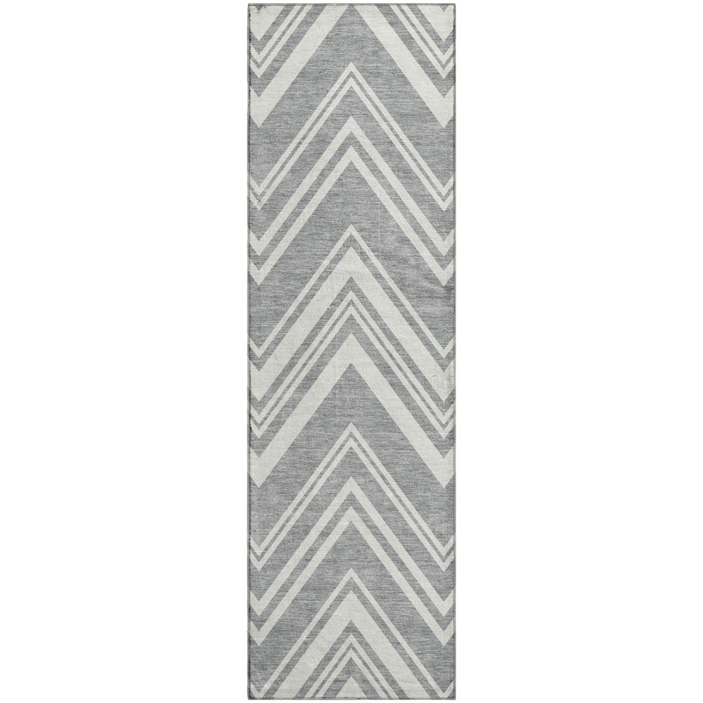 Luxury Washable Indoor/Outdoor The Reserve Pewter 2'3" x 7'6" Runner Rug. Picture 1