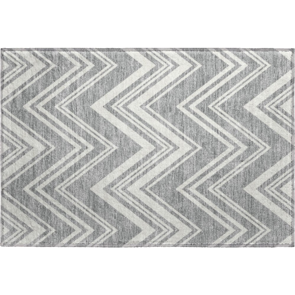 Luxury Washable Indoor/Outdoor The Reserve Pewter 1'8" x 2'6" Rug. Picture 1