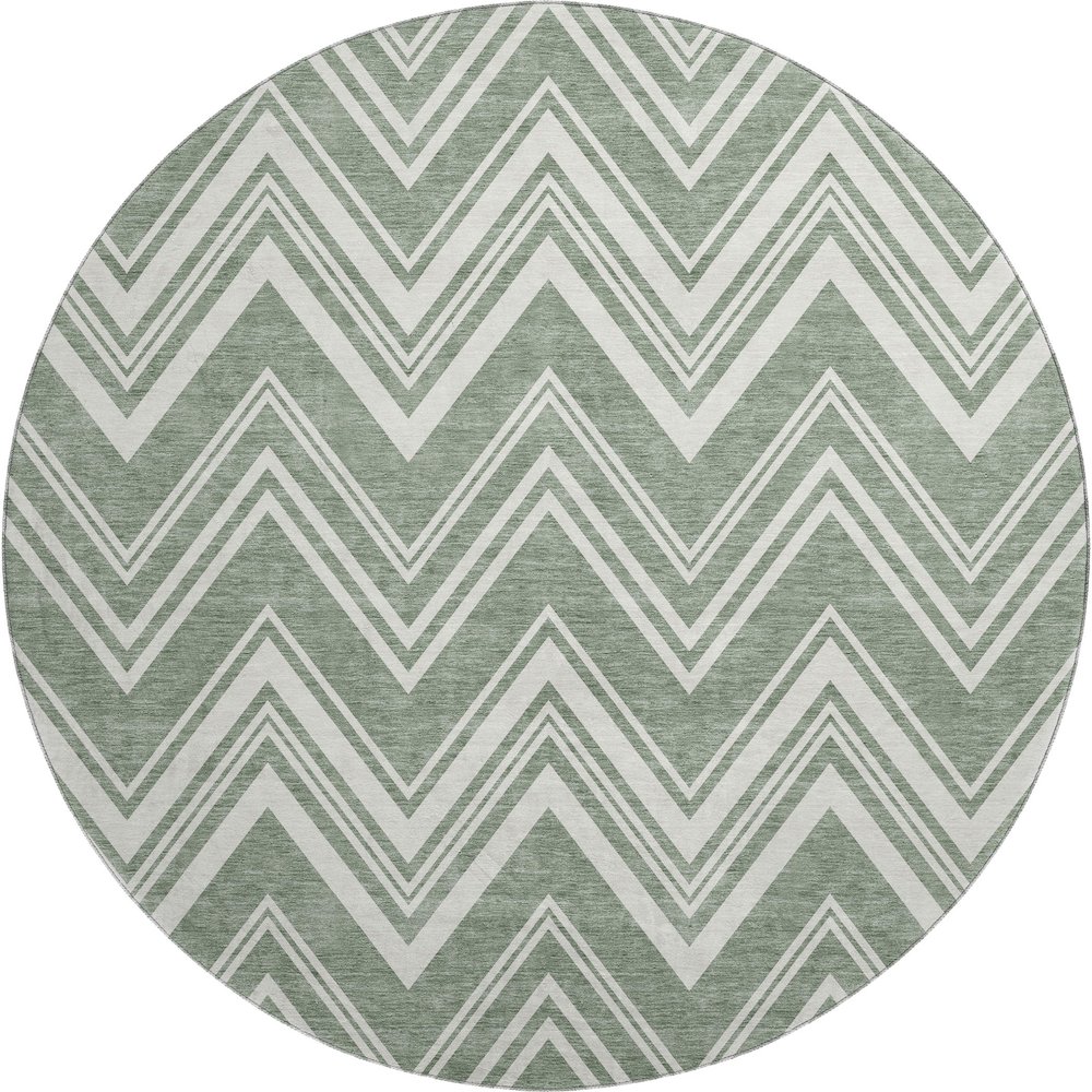 Luxury Washable Indoor/Outdoor The Reserve Sage 8' x 8' Round Rug. Picture 1