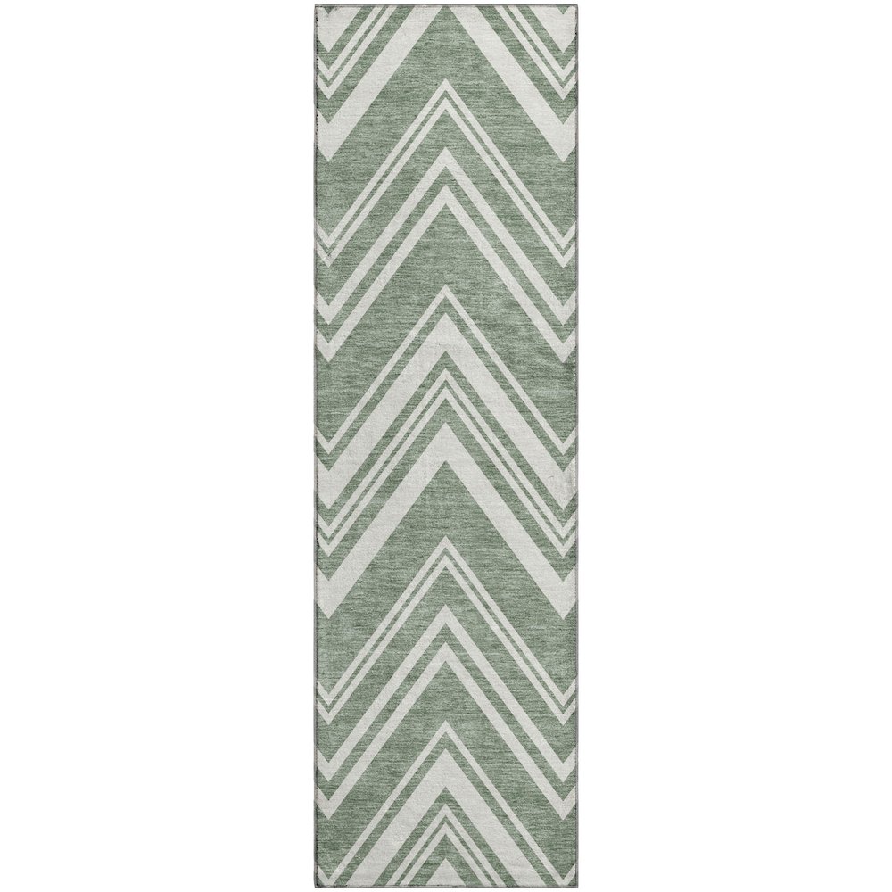 Luxury Washable Indoor/Outdoor The Reserve Sage 2'3" x 7'6" Runner Rug. Picture 1