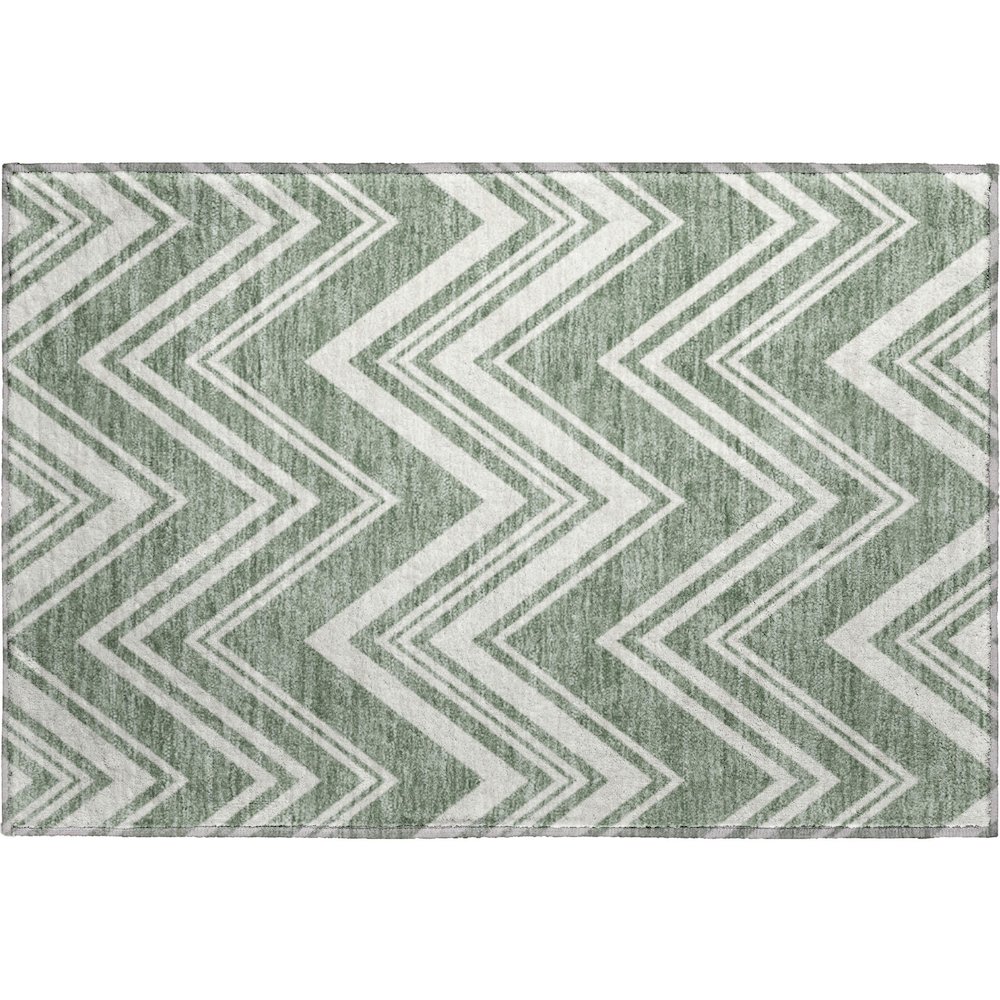 Luxury Washable Indoor/Outdoor The Reserve Sage 1'8" x 2'6" Rug. Picture 1