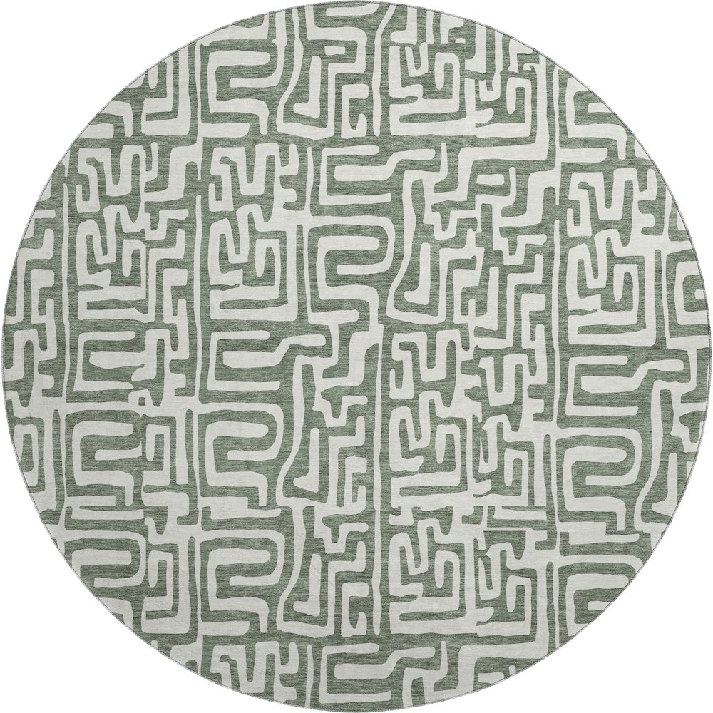 Luxury Washable Indoor/Outdoor The Reserve Basil 8' x 8' Round Rug. Picture 1