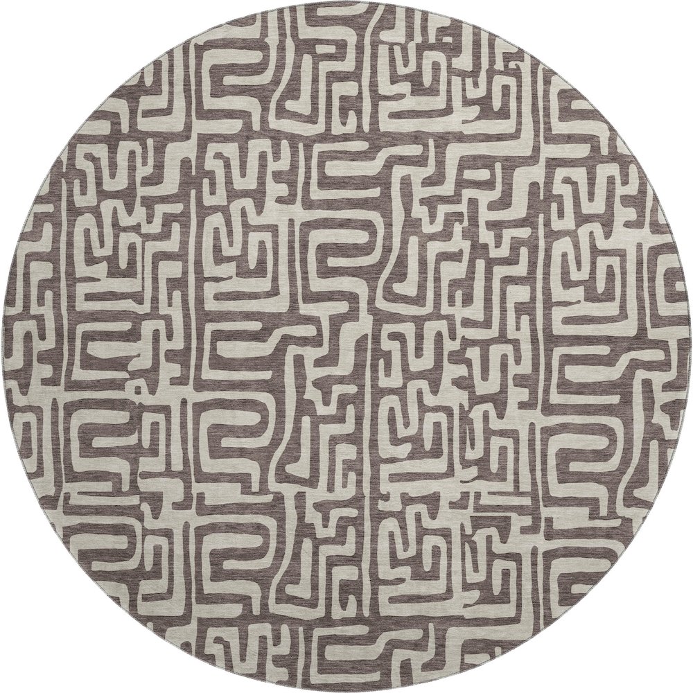 Luxury Washable Indoor/Outdoor The Reserve Chocolate 8' x 8' Round Rug. Picture 1