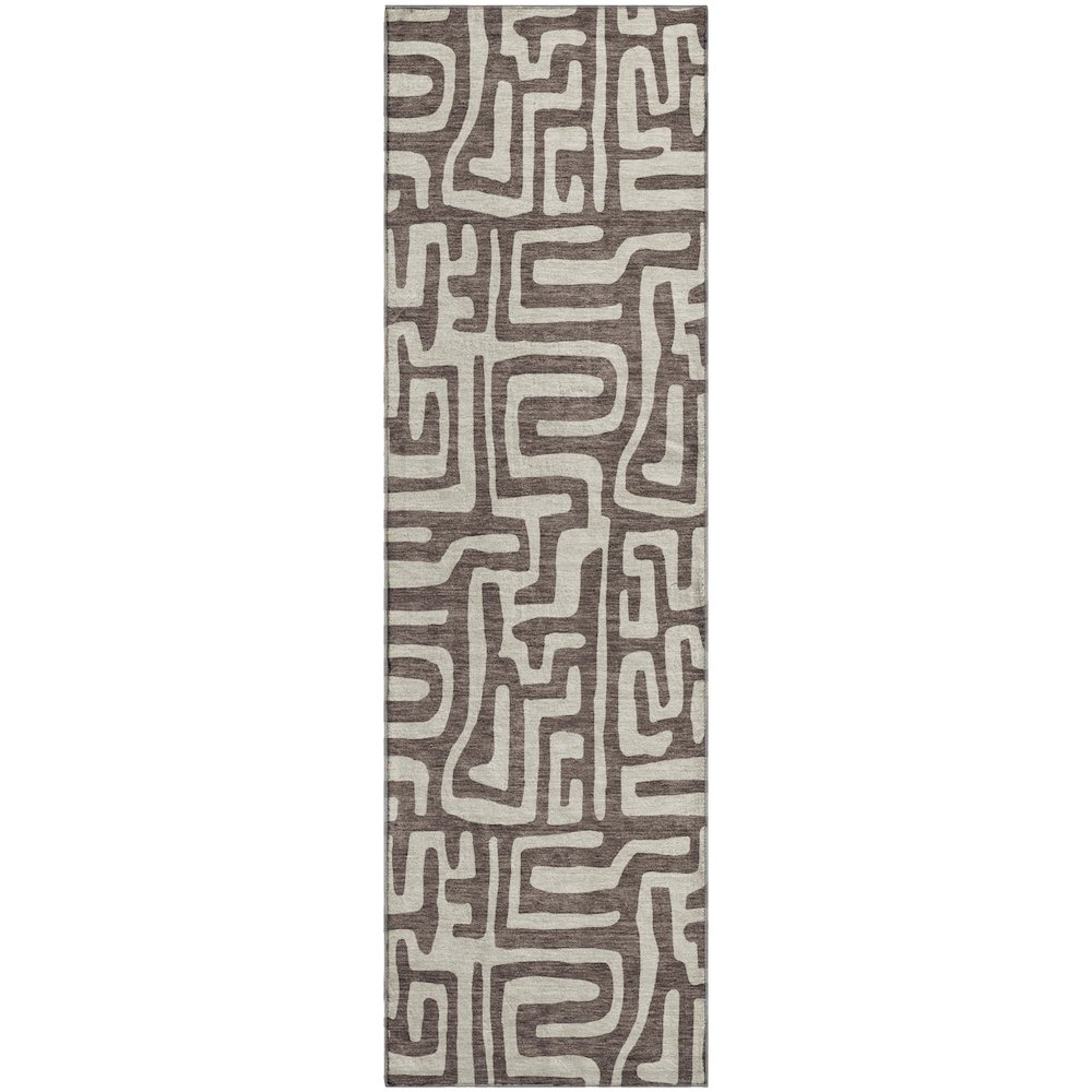 Luxury Washable Indoor/Outdoor The Reserve Chocolate 2'3" x 7'6" Runner Rug. Picture 1