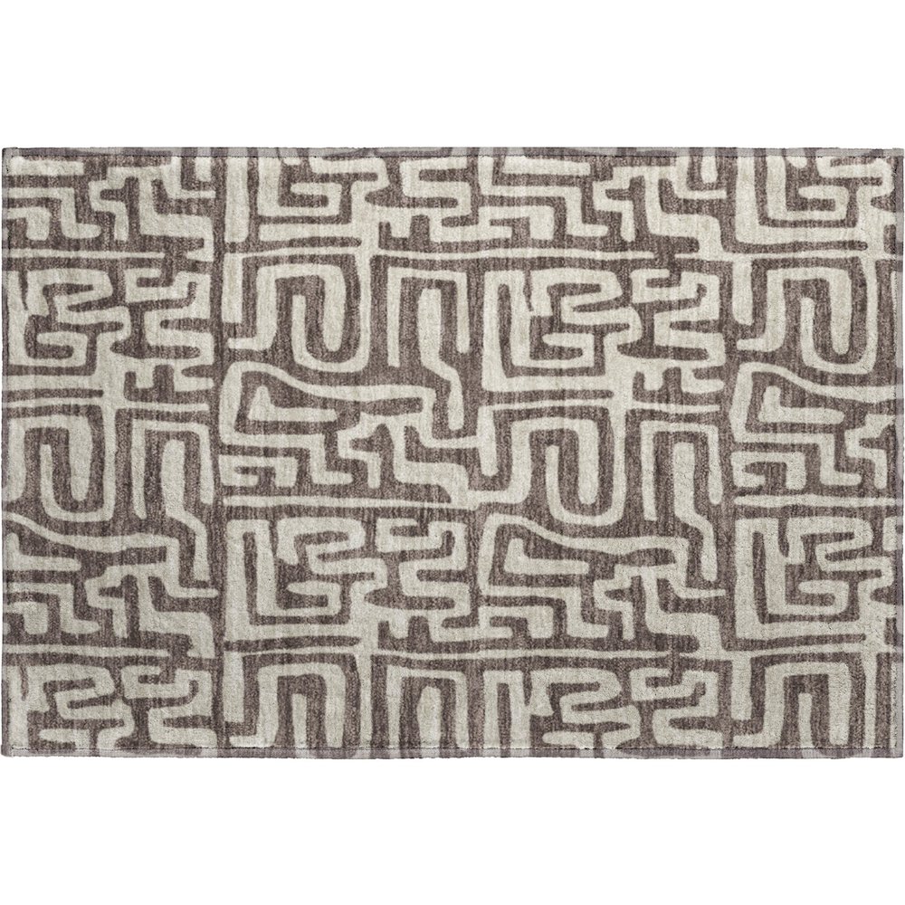 Luxury Washable Indoor/Outdoor The Reserve Chocolate 1'8" x 2'6" Rug. Picture 1