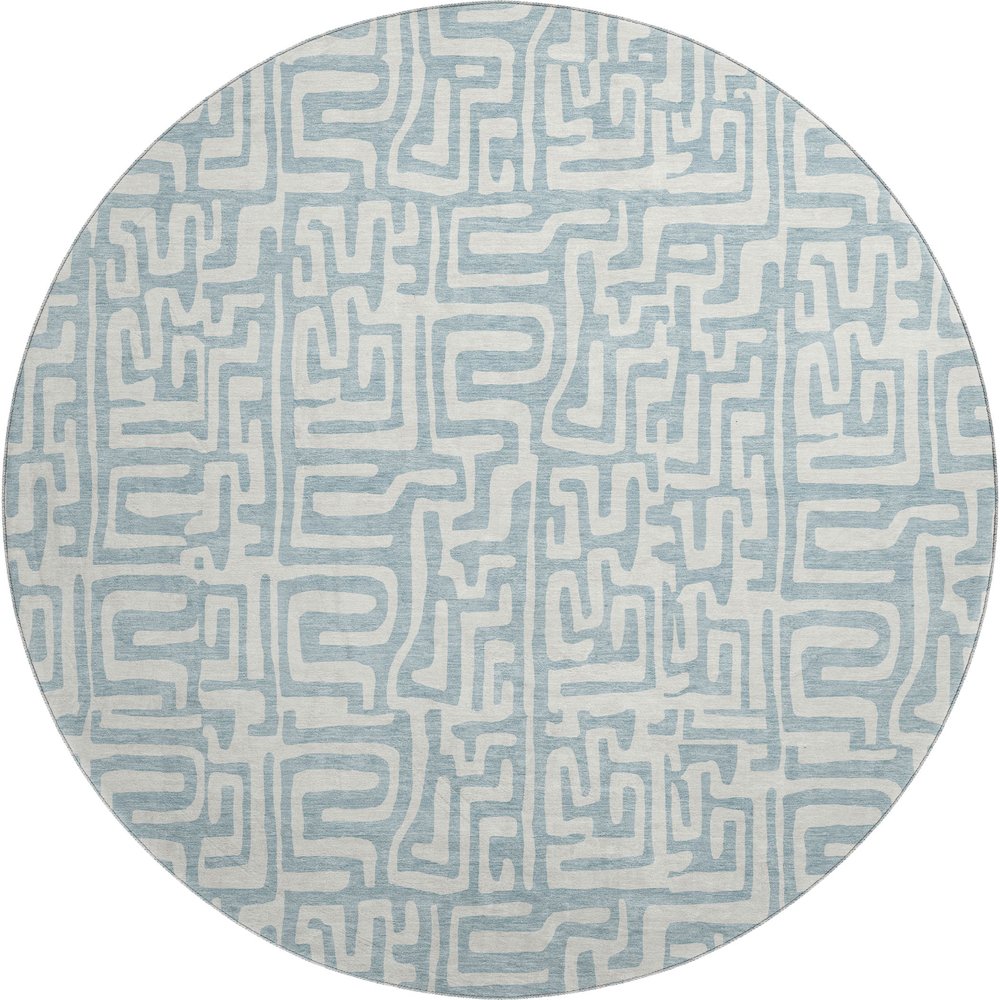 Luxury Washable Indoor/Outdoor The Reserve Denim 8' x 8' Round Rug. Picture 1