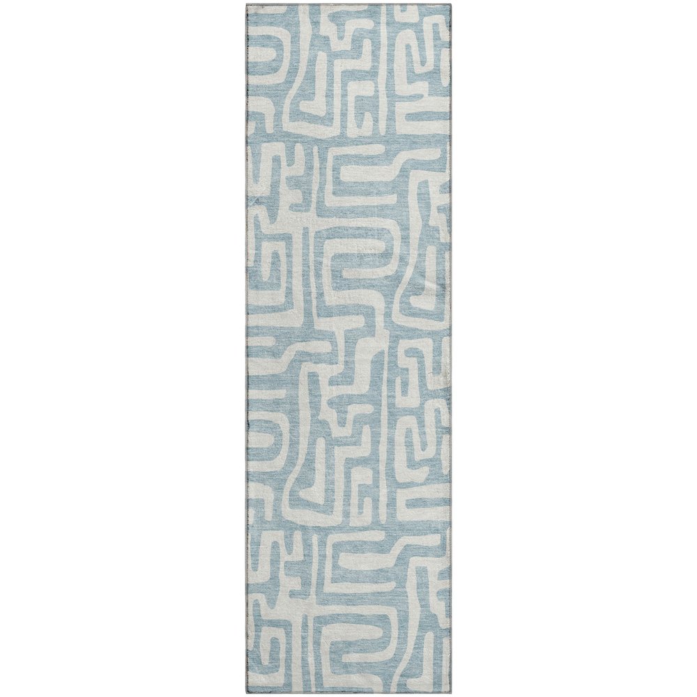 Luxury Washable Indoor/Outdoor The Reserve Denim 2'3" x 7'6" Runner Rug. Picture 1