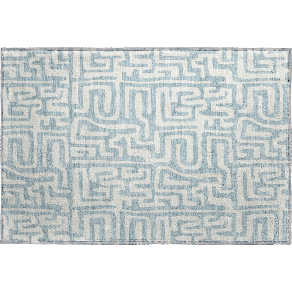 Luxury Washable Indoor/Outdoor The Reserve Denim 1'8" x 2'6" Rug. Picture 1