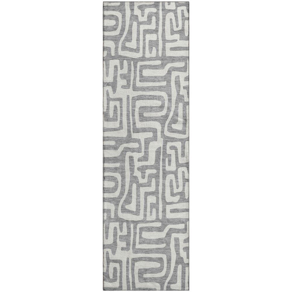 Luxury Washable Indoor/Outdoor The Reserve Gray 2'3" x 7'6" Runner Rug. Picture 1