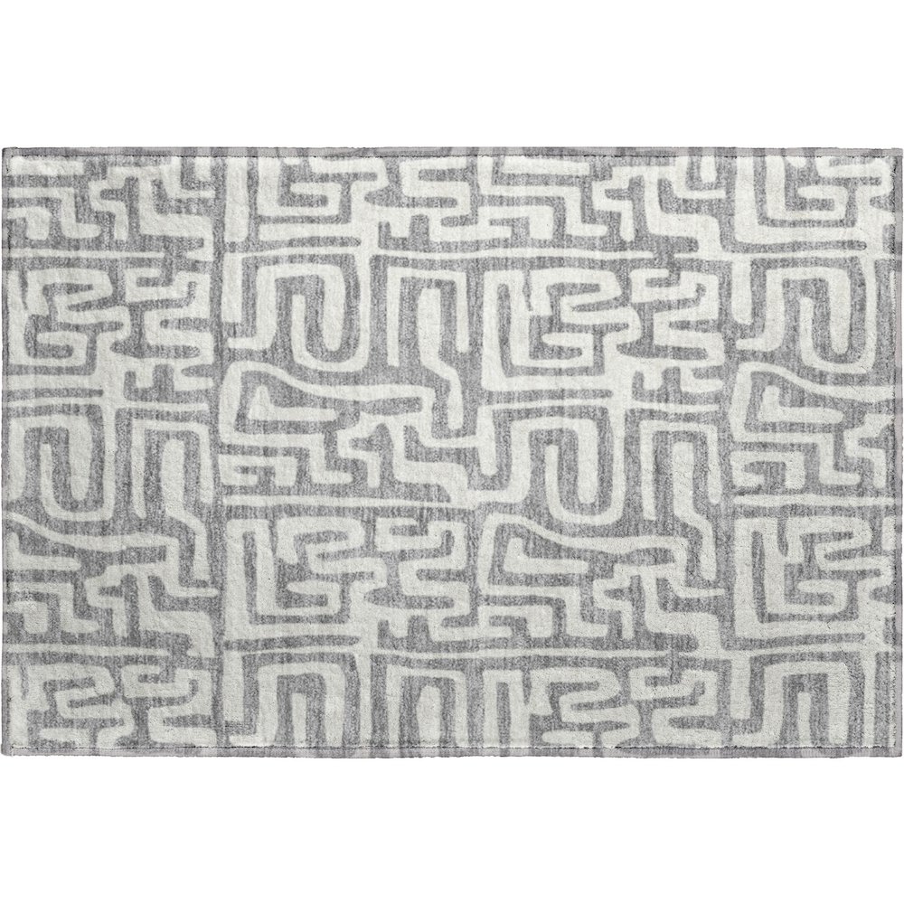 Luxury Washable Indoor/Outdoor The Reserve Gray 1'8" x 2'6" Rug. Picture 1