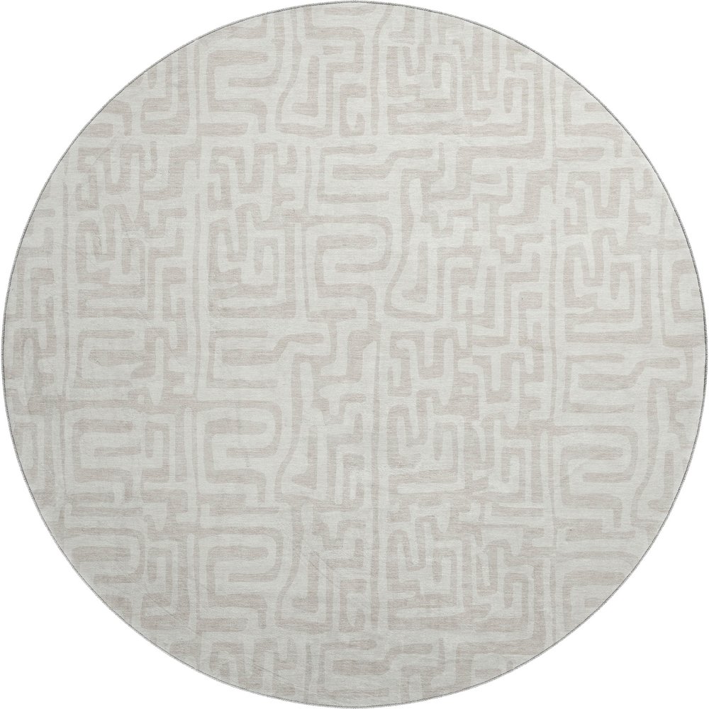 Luxury Washable Indoor/Outdoor The Reserve Ivory 8' x 8' Round Rug. Picture 1