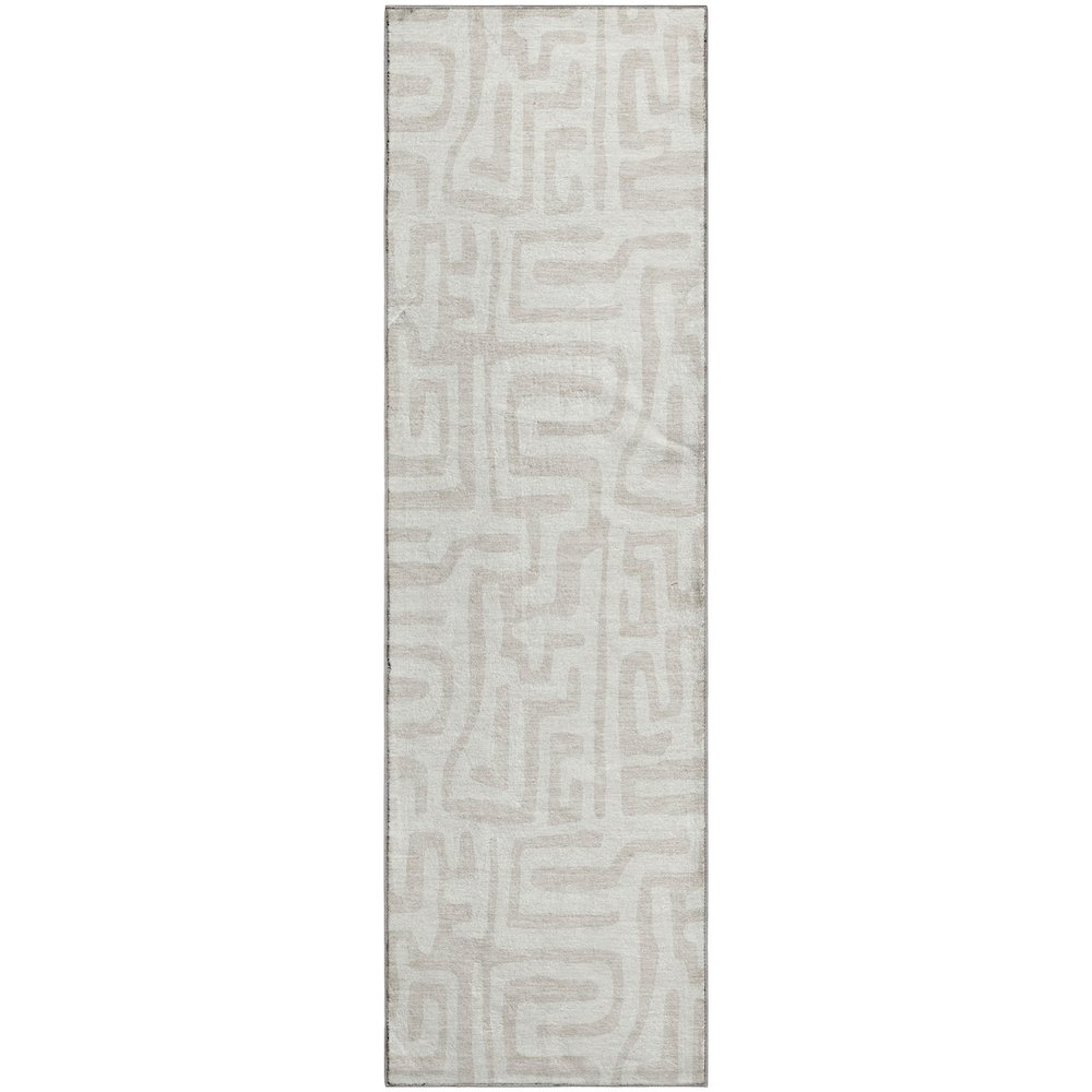 Luxury Washable Indoor/Outdoor The Reserve Ivory 2'3" x 7'6" Runner Rug. Picture 1