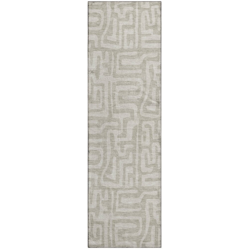 Luxury Washable Indoor/Outdoor The Reserve Taupe 2'3" x 7'6" Runner Rug. Picture 1