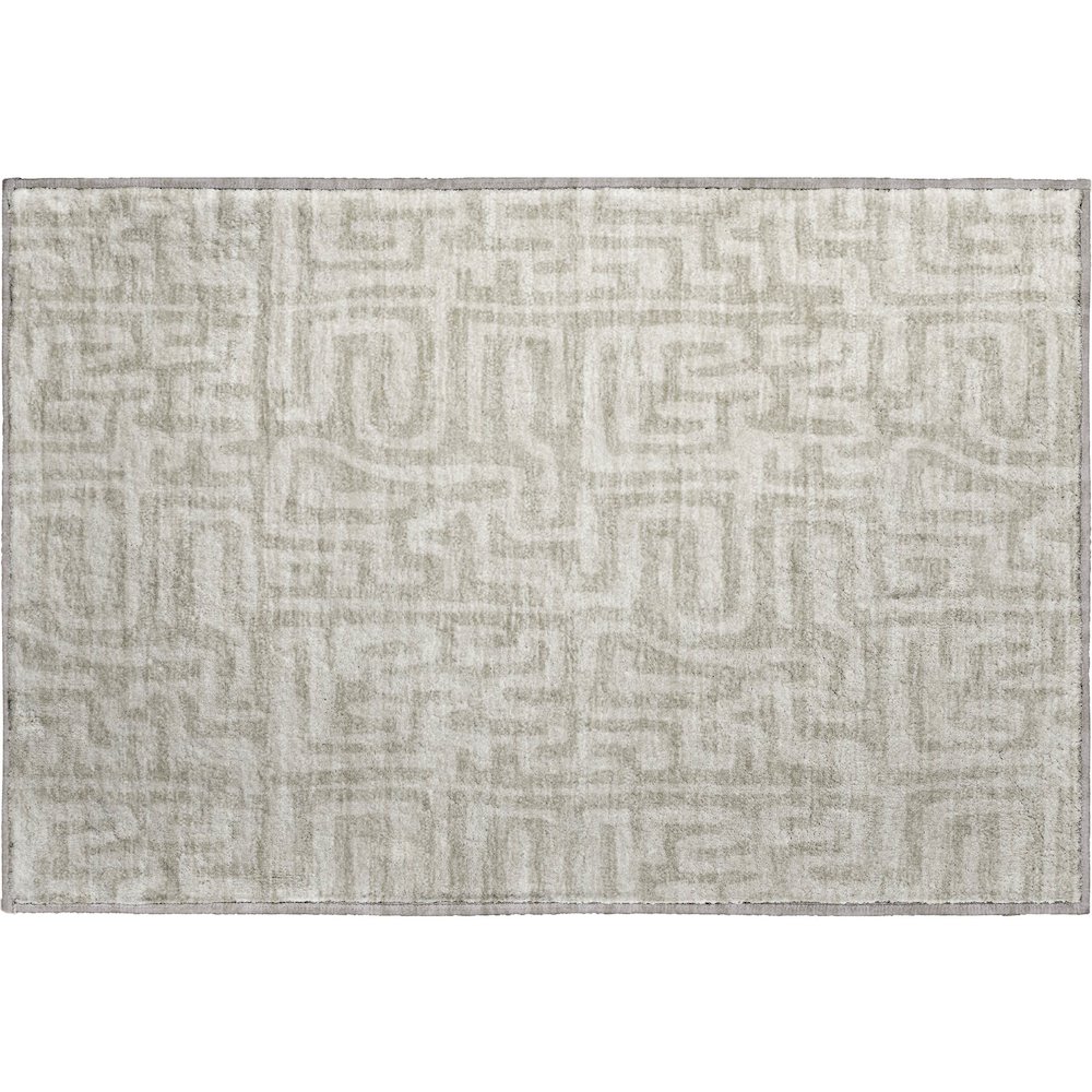 Luxury Washable Indoor/Outdoor The Reserve Taupe 1'8" x 2'6" Rug. Picture 1