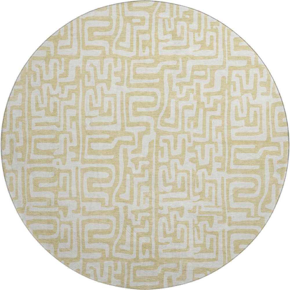 Luxury Washable Indoor/Outdoor The Reserve Wheat 8' x 8' Round Rug. Picture 1