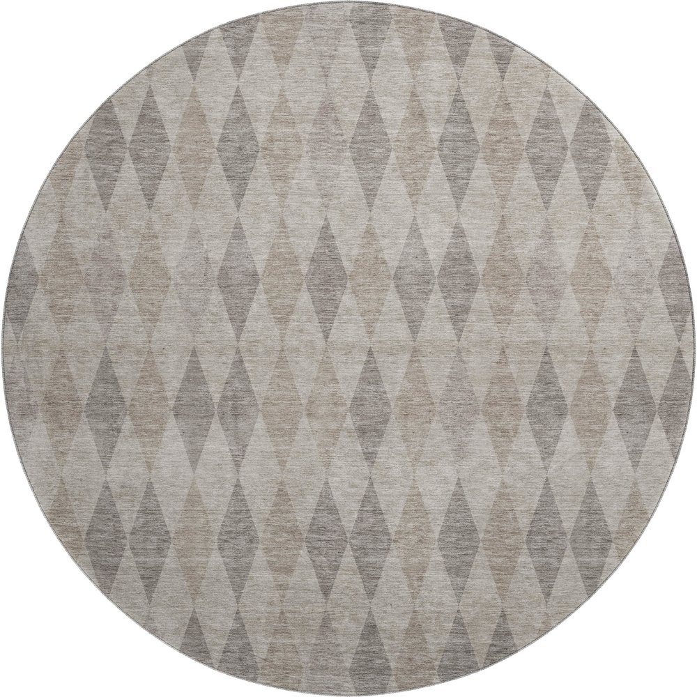 Luxury Washable Indoor/Outdoor The Reserve Beige 8' x 8' Round Rug. Picture 1