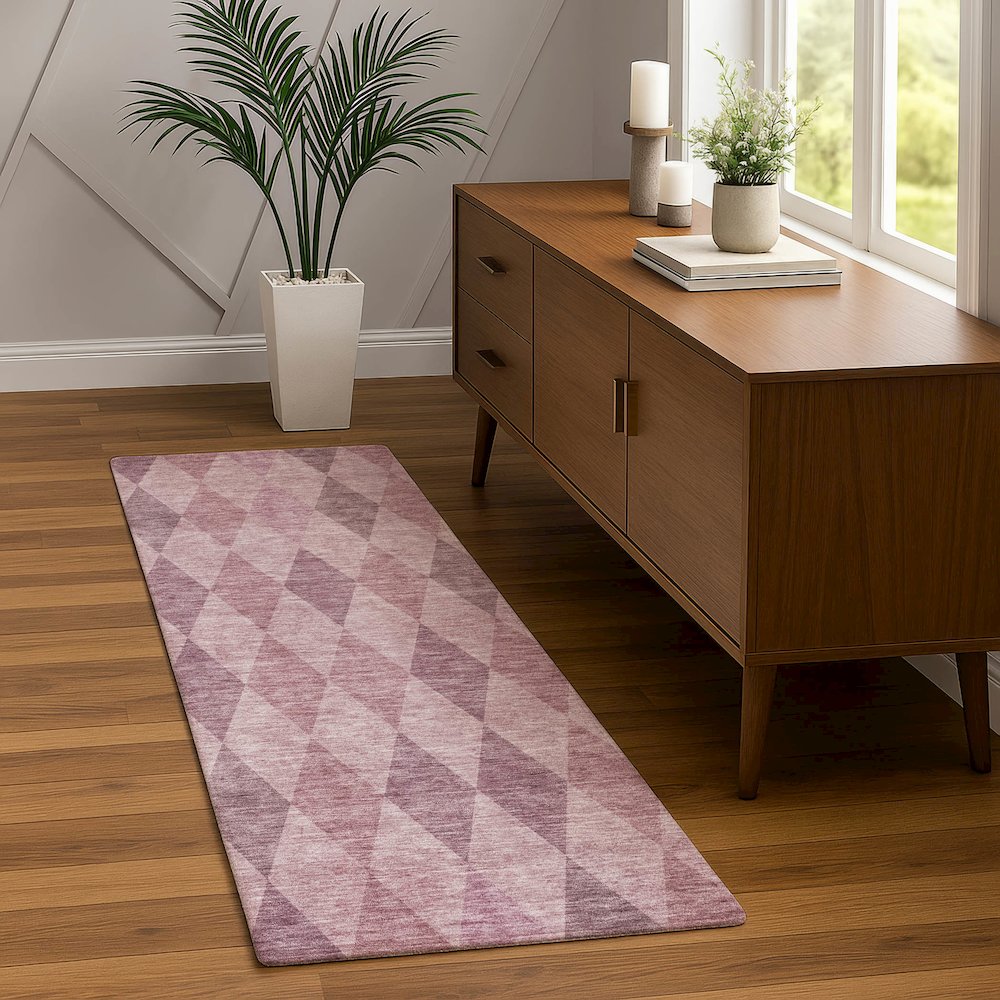 Luxury Washable Indoor/Outdoor The Reserve Blush 2'3" x 7'6" Runner Rug. Picture 5