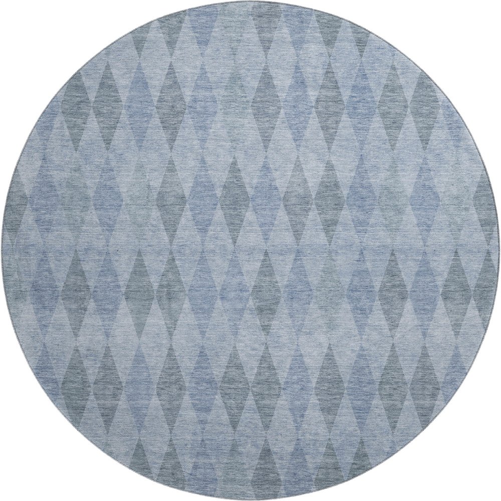 Luxury Washable Indoor/Outdoor The Reserve Denim 8' x 8' Round Rug. Picture 1