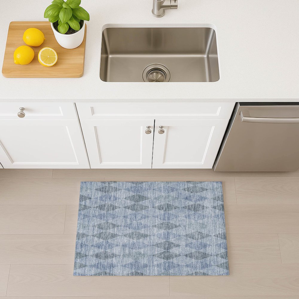 Luxury Washable Indoor/Outdoor The Reserve Denim 1'8" x 2'6" Rug. Picture 5