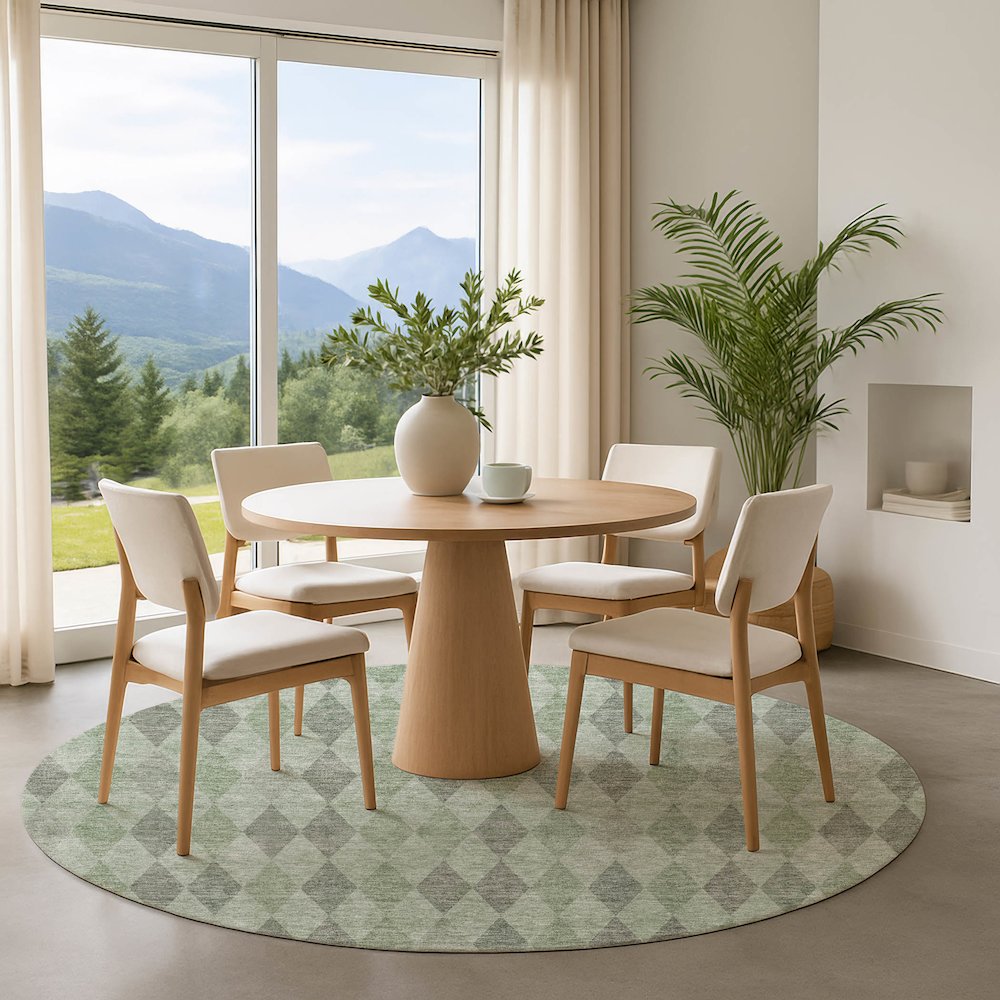 Luxury Washable Indoor/Outdoor The Reserve Fern 8' x 8' Round Rug. Picture 5