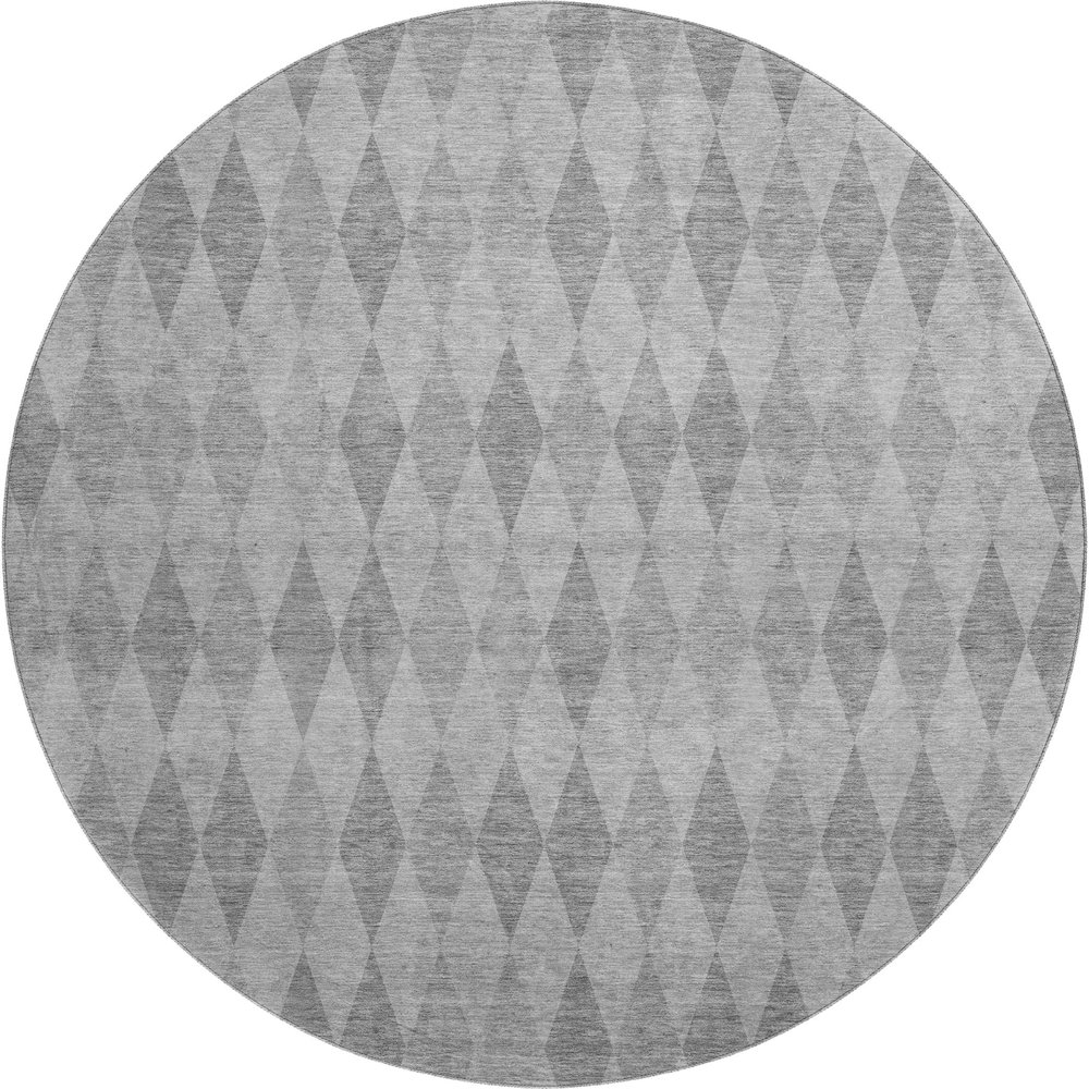 Luxury Washable Indoor/Outdoor The Reserve Gray 8' x 8' Round Rug. Picture 1