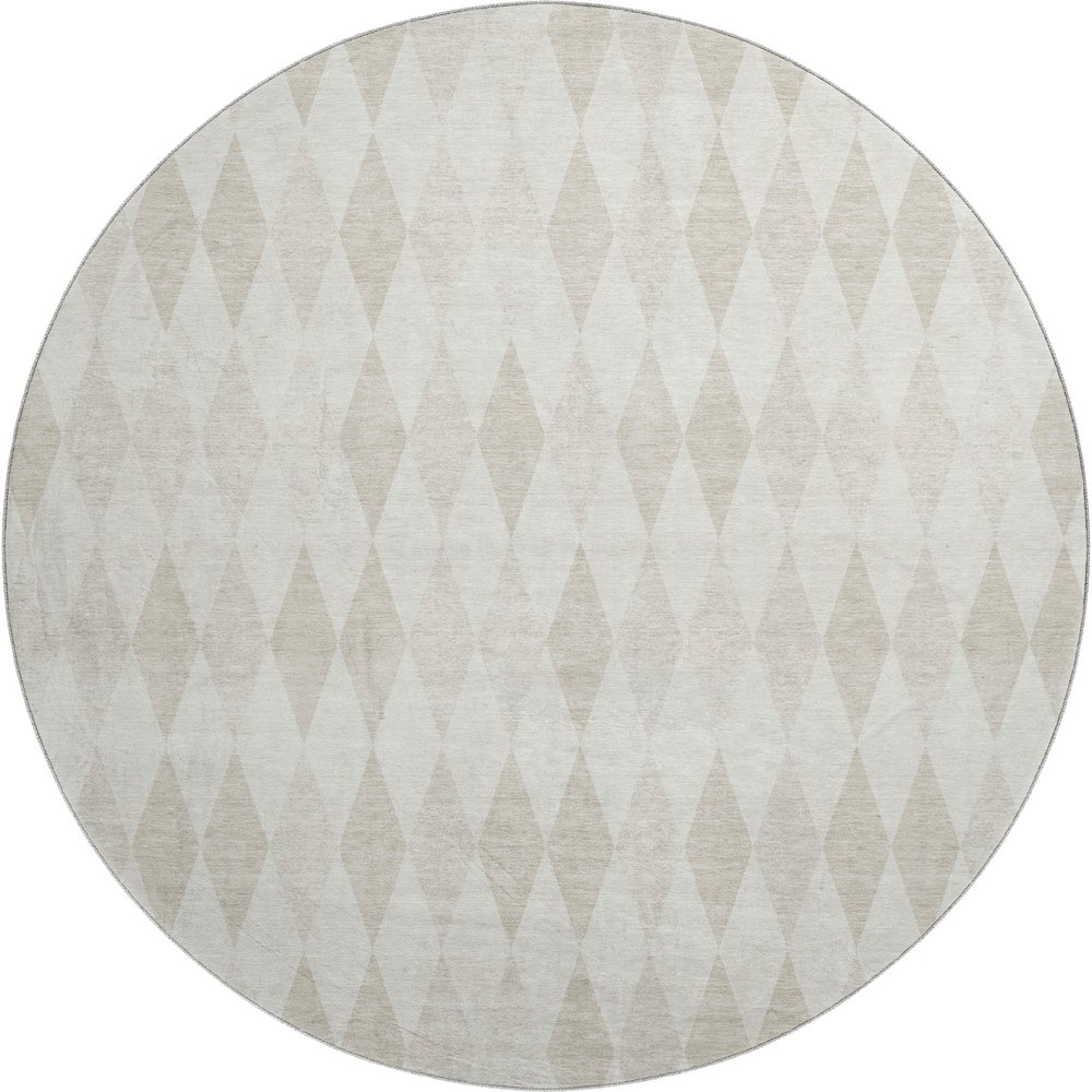 Luxury Washable Indoor/Outdoor The Reserve Ivory 8' x 8' Round Rug. Picture 1