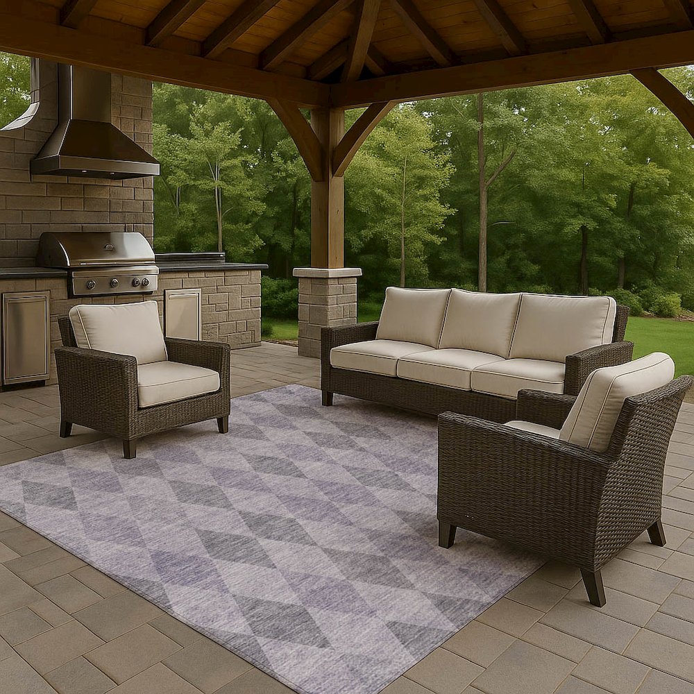 Luxury Washable Indoor/Outdoor The Reserve Lavender 2'6" x 3'10" Rug. Picture 7